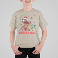 My First Christmas Cute Reindeer Santa Hat T Shirt For Kid - Wonder Print Shop