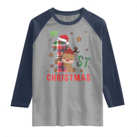 My First Christmas Cute Reindeer Santa Hat Raglan Shirt - Wonder Print Shop