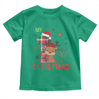 My First Christmas Cute Reindeer Santa Hat Toddler T Shirt