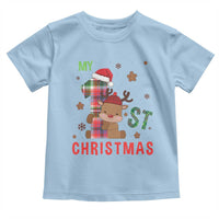 My First Christmas Cute Reindeer Santa Hat Toddler T Shirt