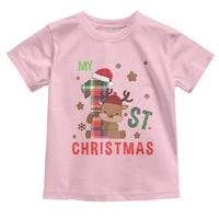 My First Christmas Cute Reindeer Santa Hat Toddler T Shirt