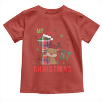 My First Christmas Cute Reindeer Santa Hat Toddler T Shirt