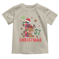 My First Christmas Cute Reindeer Santa Hat Toddler T Shirt