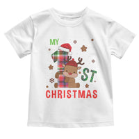 My First Christmas Cute Reindeer Santa Hat Toddler T Shirt