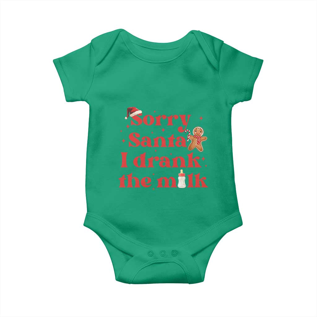 Funny First Christmas Baby Onesie Sorry Santa I Drank The Milk Gingerbread