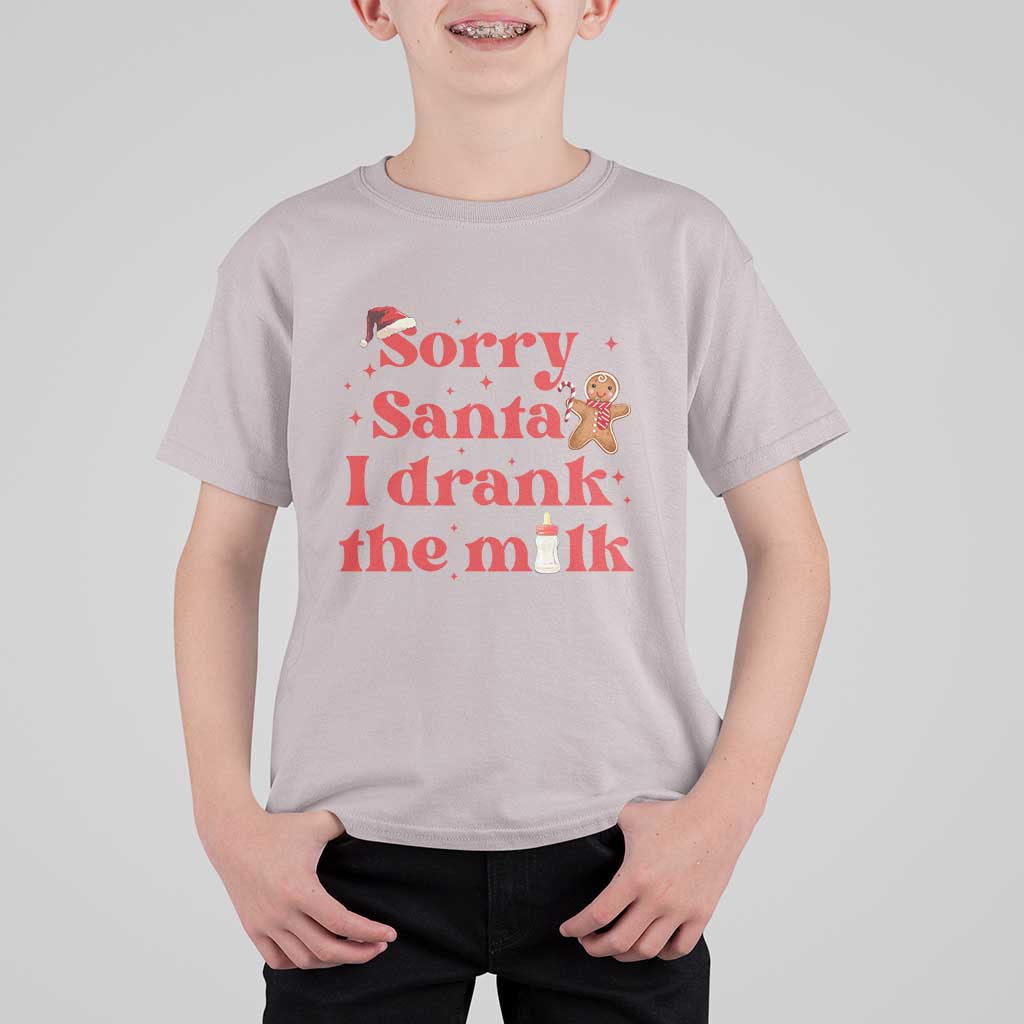 Funny First Christmas T Shirt For Kid Sorry Santa I Drank The Milk Gingerbread - Wonder Print Shop