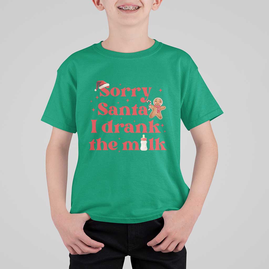 Funny First Christmas T Shirt For Kid Sorry Santa I Drank The Milk Gingerbread - Wonder Print Shop