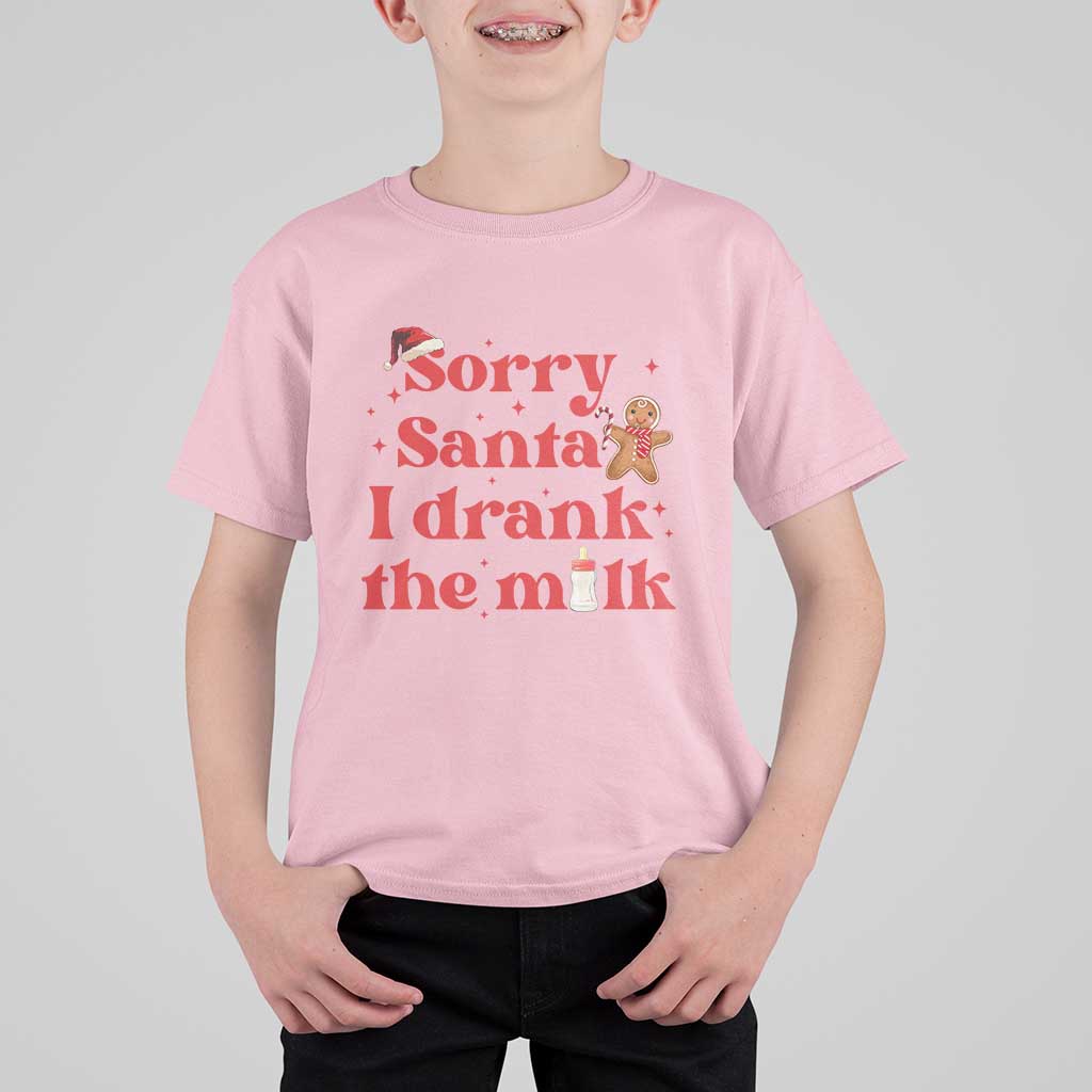 Funny First Christmas T Shirt For Kid Sorry Santa I Drank The Milk Gingerbread - Wonder Print Shop