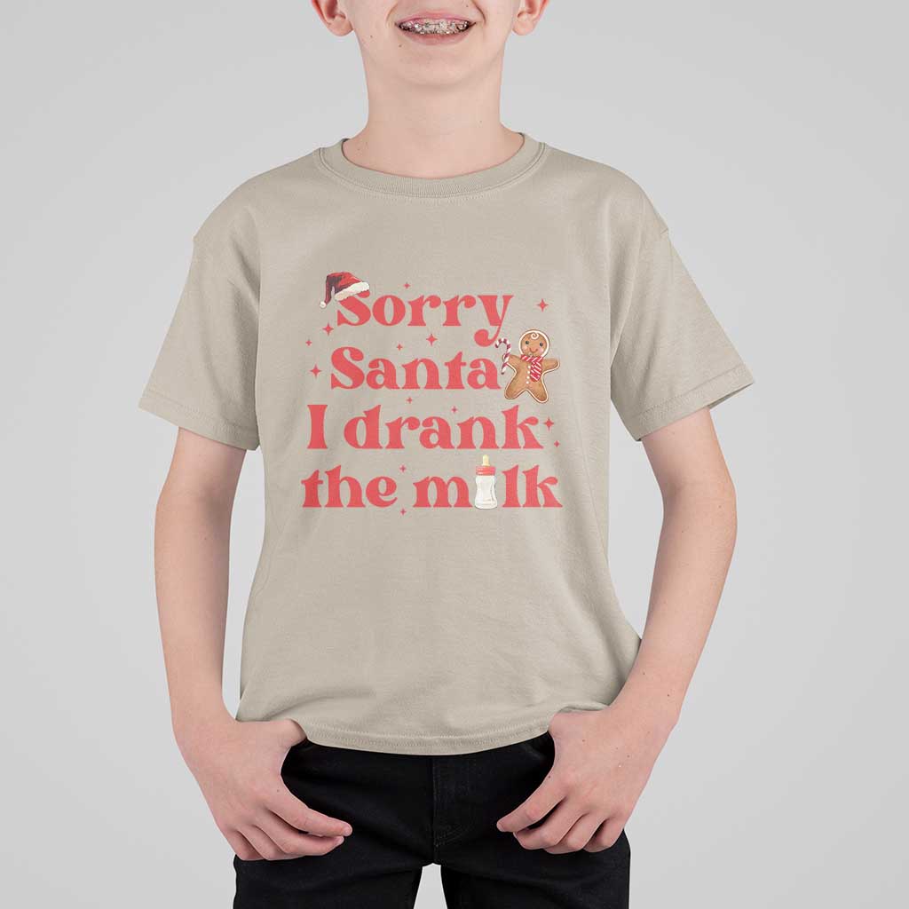 Funny First Christmas T Shirt For Kid Sorry Santa I Drank The Milk Gingerbread - Wonder Print Shop