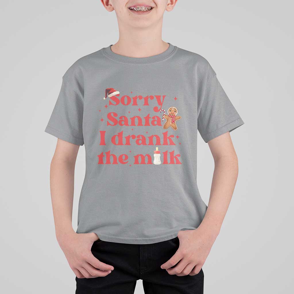 Funny First Christmas T Shirt For Kid Sorry Santa I Drank The Milk Gingerbread - Wonder Print Shop