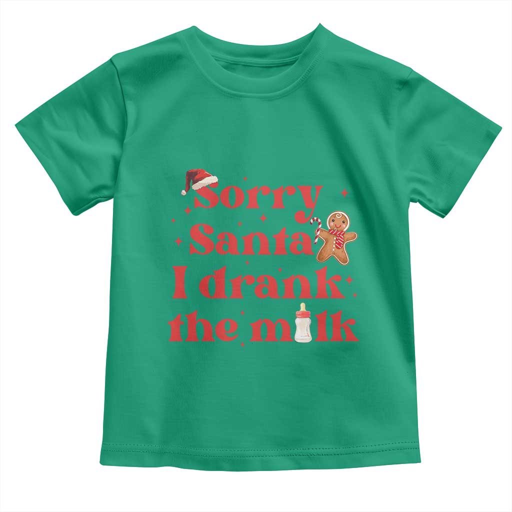 Funny First Christmas Toddler T Shirt Sorry Santa I Drank The Milk Gingerbread