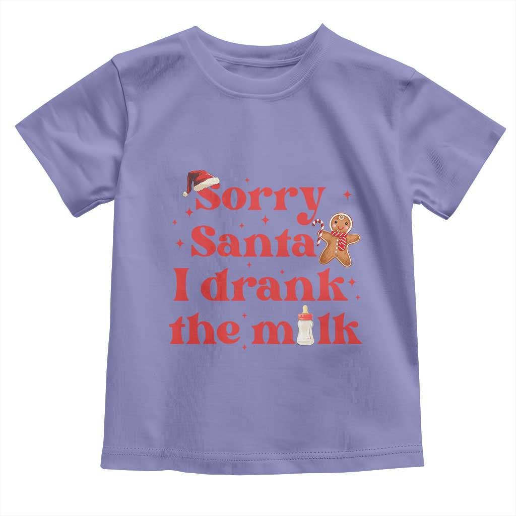 Funny First Christmas Toddler T Shirt Sorry Santa I Drank The Milk Gingerbread