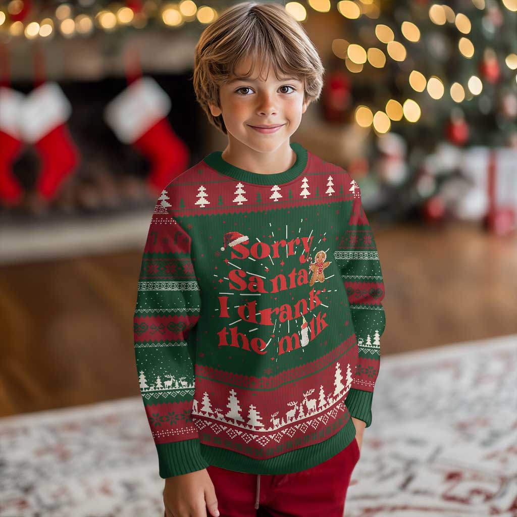 Funny First Xmas Ugly Christmas Sweater Sorry Santa I Drank The Milk Gingerbread - Wonder Print Shop