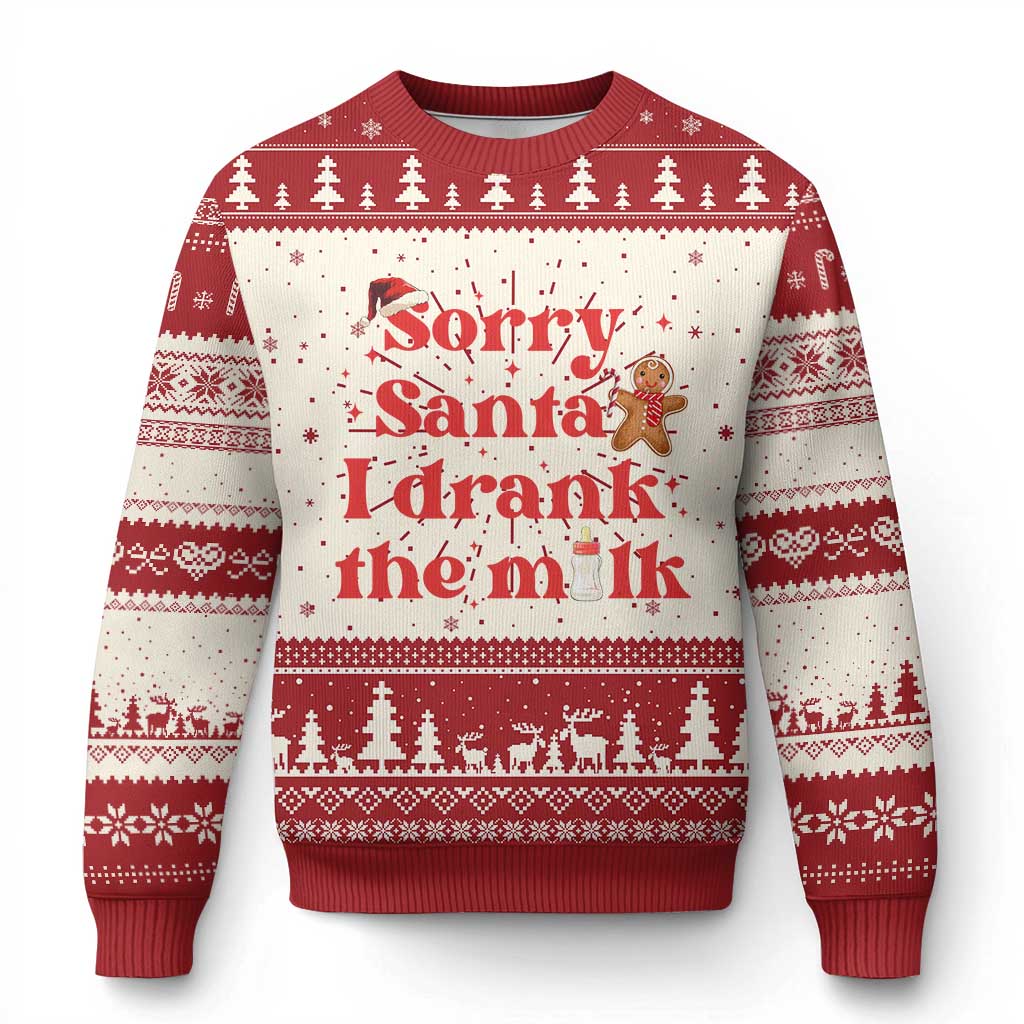 Funny First Xmas Ugly Christmas Sweater Sorry Santa I Drank The Milk Gingerbread - Wonder Print Shop