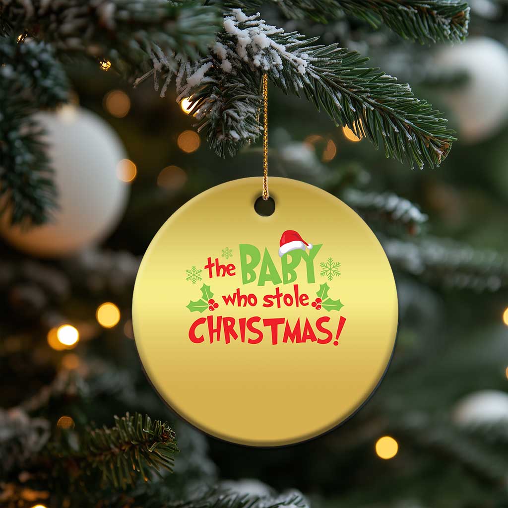 Funny The Baby Who Stole Xmas Christmas Ornament First Xmas Santa Hat Mistletoe - Wonder Print Shop