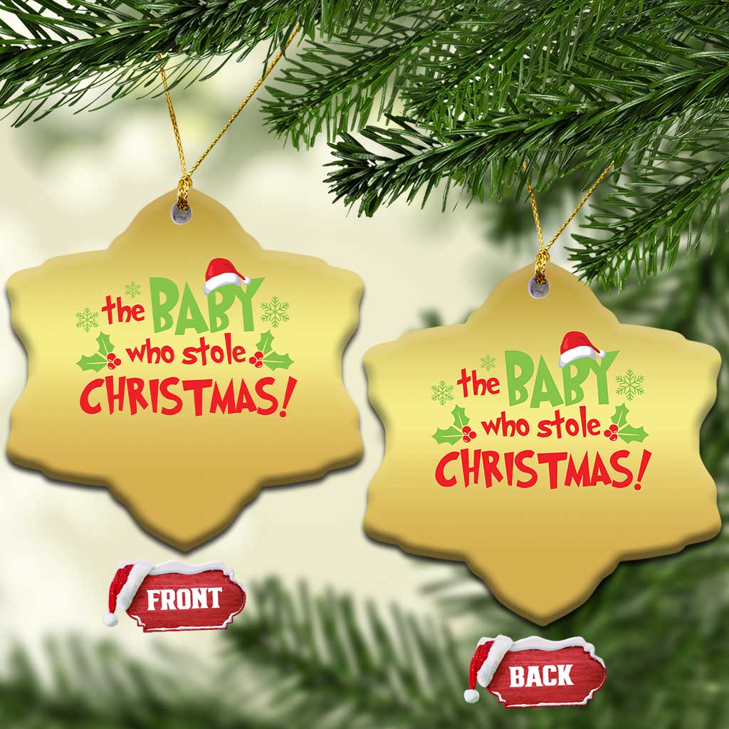 Funny The Baby Who Stole Xmas Christmas Ornament First Xmas Santa Hat Mistletoe - Wonder Print Shop