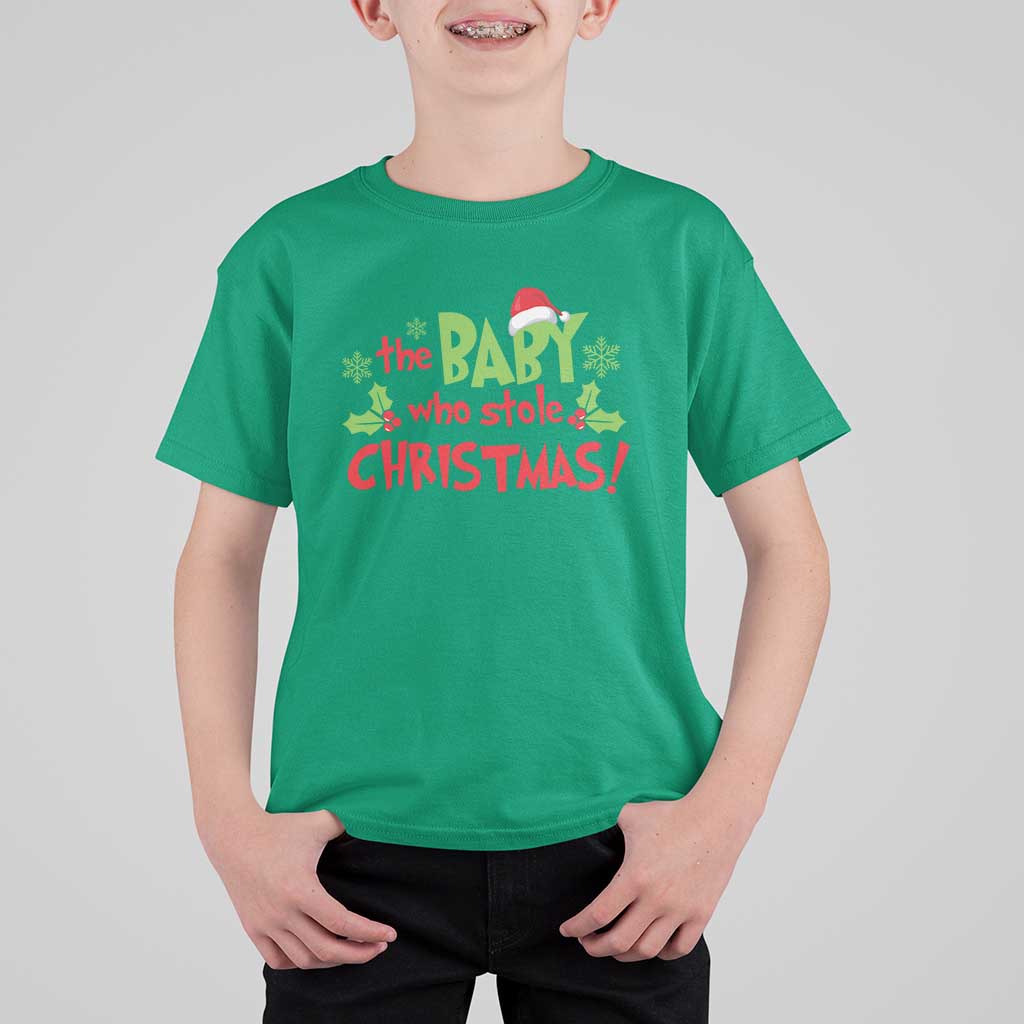 Funny The Baby Who Stole Christmas T Shirt For Kid First Xmas Santa Hat Mistletoe - Wonder Print Shop