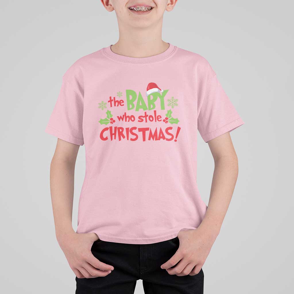 Funny The Baby Who Stole Christmas T Shirt For Kid First Xmas Santa Hat Mistletoe - Wonder Print Shop