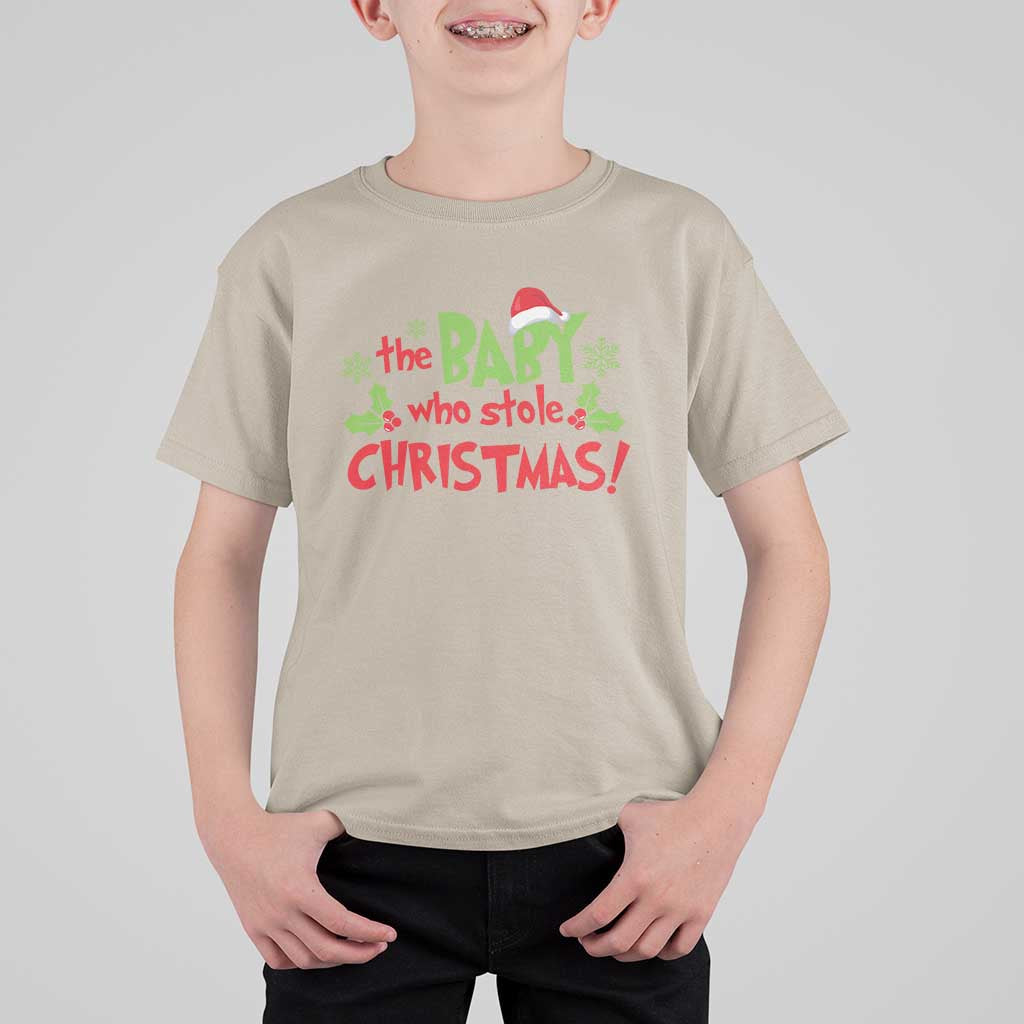 Funny The Baby Who Stole Christmas T Shirt For Kid First Xmas Santa Hat Mistletoe - Wonder Print Shop