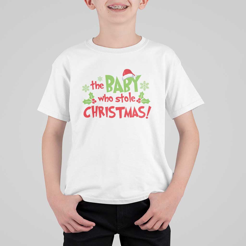 Funny The Baby Who Stole Christmas T Shirt For Kid First Xmas Santa Hat Mistletoe - Wonder Print Shop