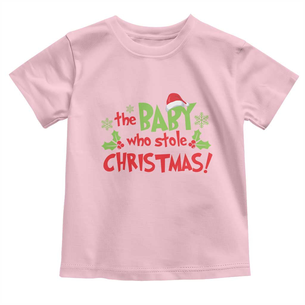 Funny The Baby Who Stole Christmas Toddler T Shirt First Xmas Santa Hat Mistletoe