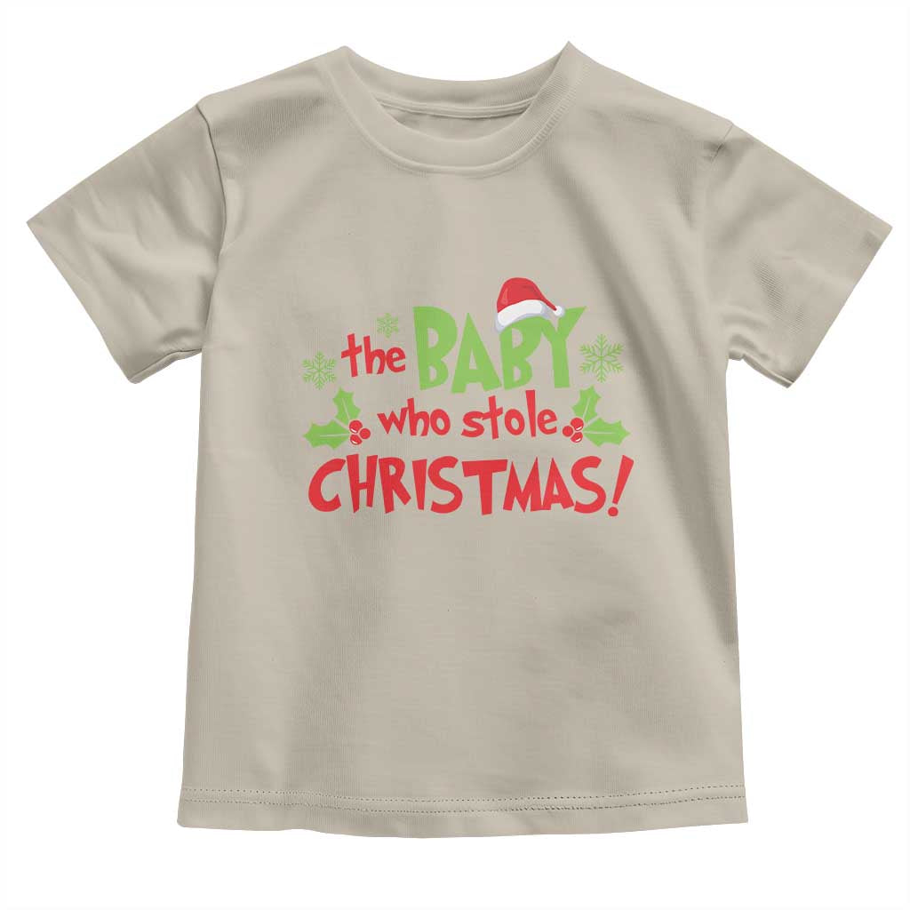 Funny The Baby Who Stole Christmas Toddler T Shirt First Xmas Santa Hat Mistletoe