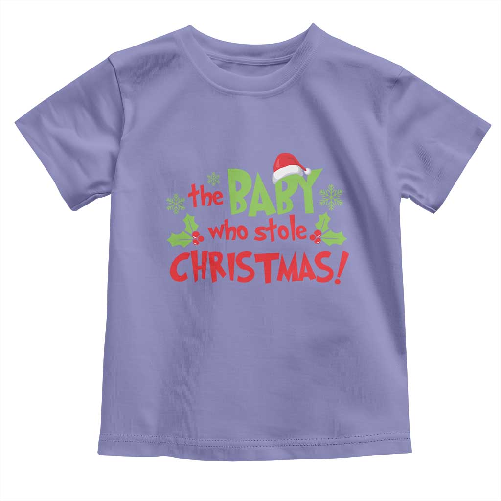 Funny The Baby Who Stole Christmas Toddler T Shirt First Xmas Santa Hat Mistletoe