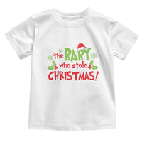 Funny The Baby Who Stole Christmas Toddler T Shirt First Xmas Santa Hat Mistletoe