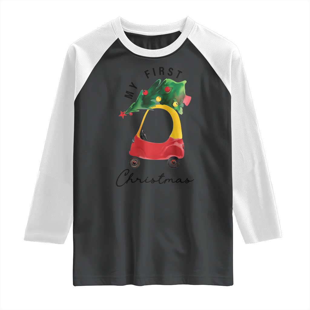 My First Christmas Raglan Shirt Toy Car Xmas Tree - Wonder Print Shop