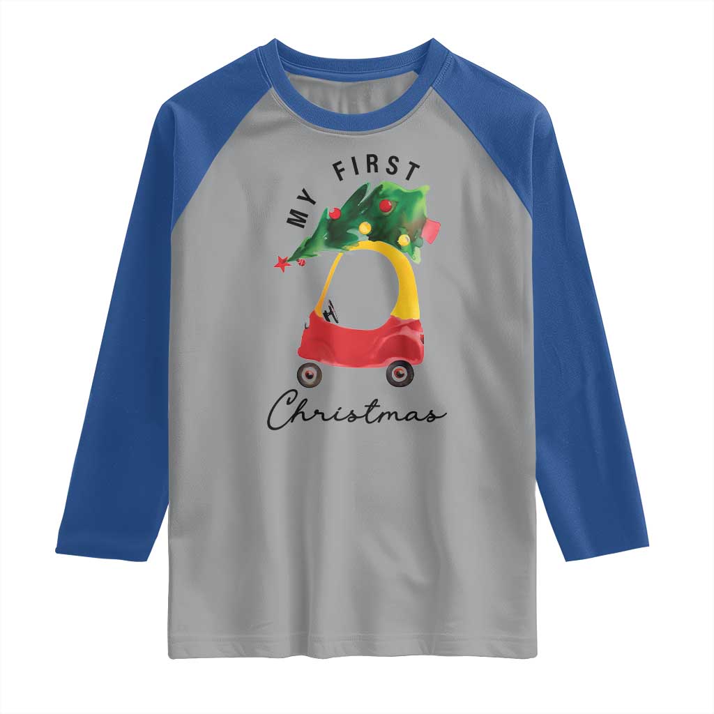 My First Christmas Raglan Shirt Toy Car Xmas Tree - Wonder Print Shop