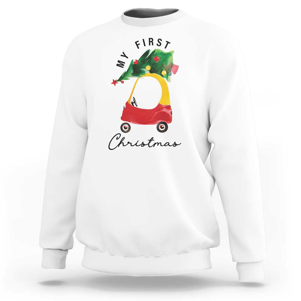 My First Christmas Sweatshirt Toy Car Xmas Tree - Wonder Print Shop