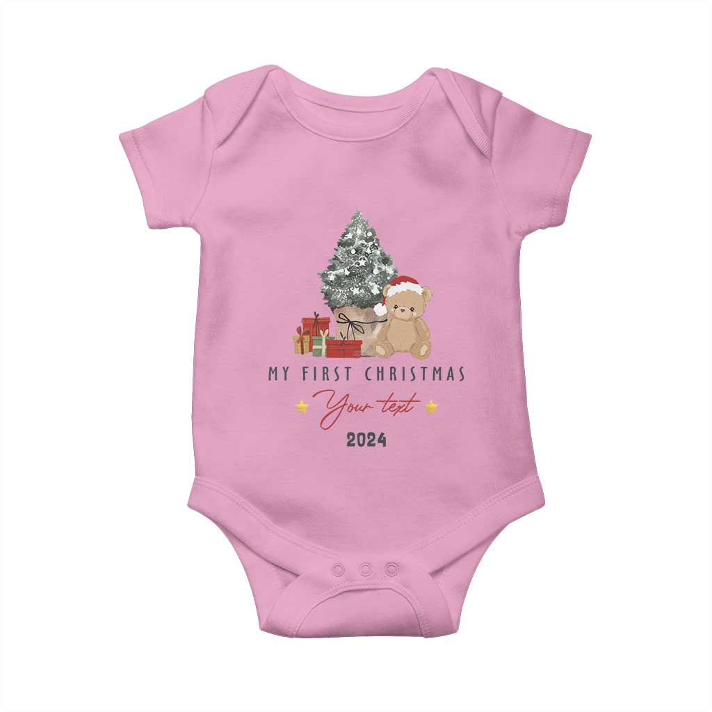 Personalized First Christmas Baby Onesie Custom Name Toys Xmas Tree