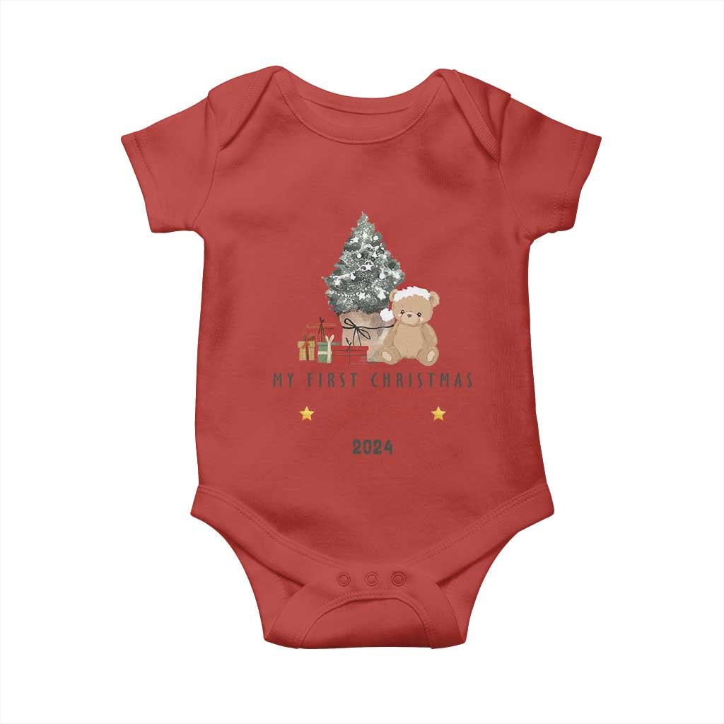 Personalized First Christmas Baby Onesie Custom Name Toys Xmas Tree