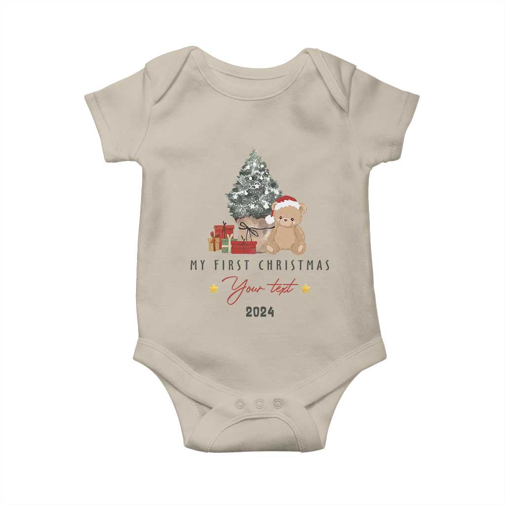 Personalized First Christmas Baby Onesie Custom Name Toys Xmas Tree