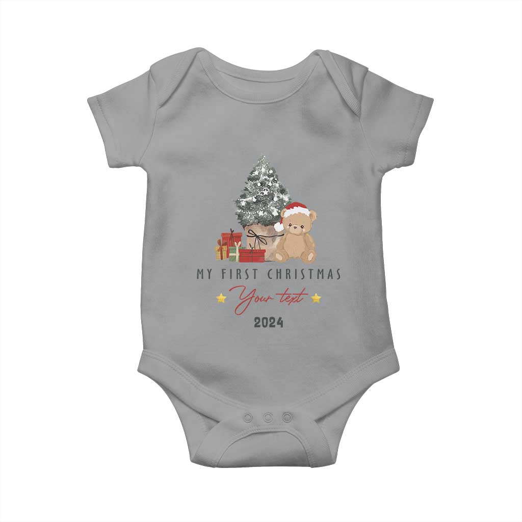 Personalized First Christmas Baby Onesie Custom Name Toys Xmas Tree