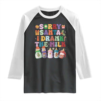 Funny First Christmas Raglan Shirt Sorry Santa I Drank The Milk Retro Baby Bottle - Wonder Print Shop