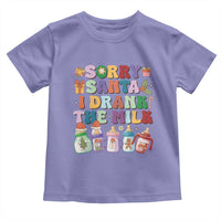 Funny First Christmas Toddler T Shirt Sorry Santa I Drank The Milk Retro Baby Bottle