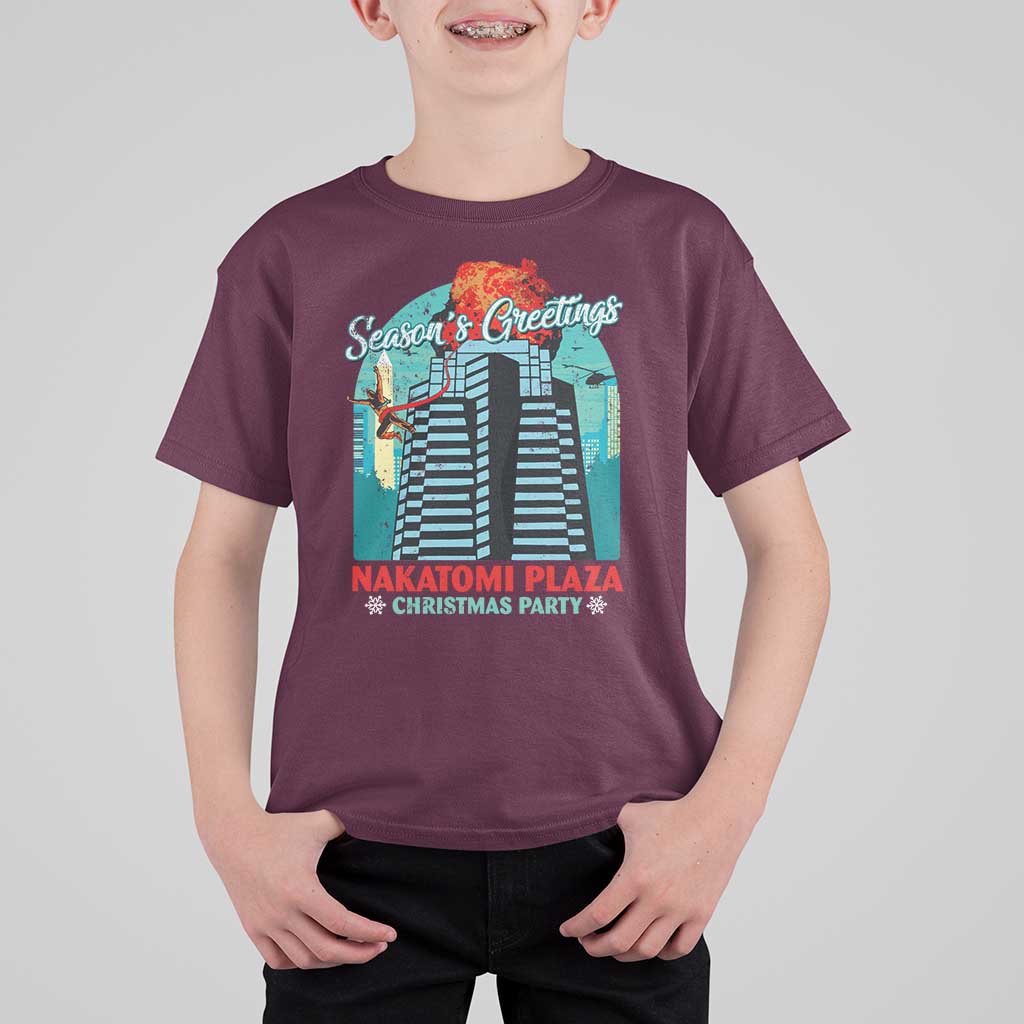 Christmas Nakatomi Plaza T Shirt For Kid Season's Greeting Christmas Party Hans Gruber - Wonder Print Shop