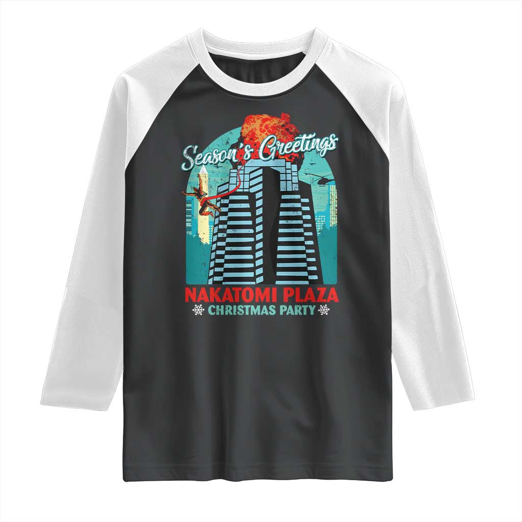Christmas Nakatomi Plaza Raglan Shirt Season's Greeting Christmas Party Hans Gruber - Wonder Print Shop
