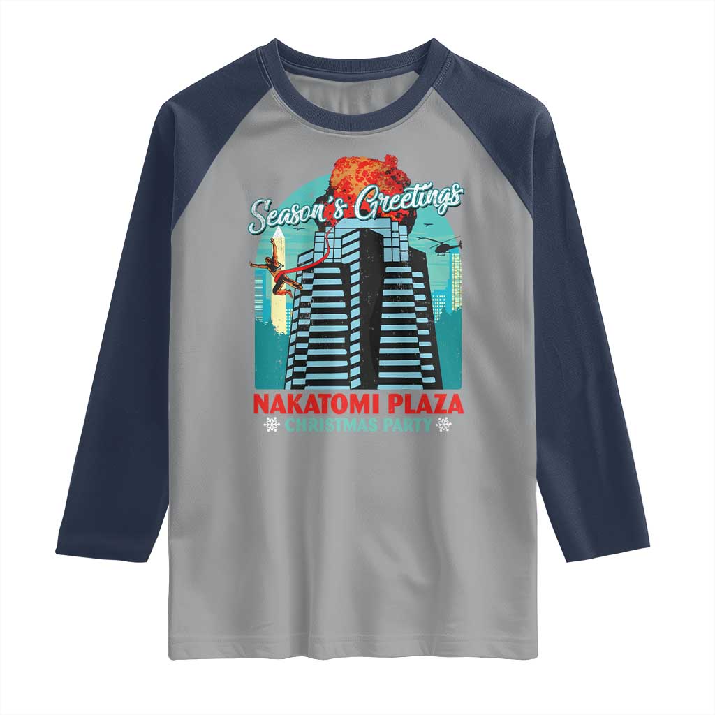 Christmas Nakatomi Plaza Raglan Shirt Season's Greeting Christmas Party Hans Gruber - Wonder Print Shop