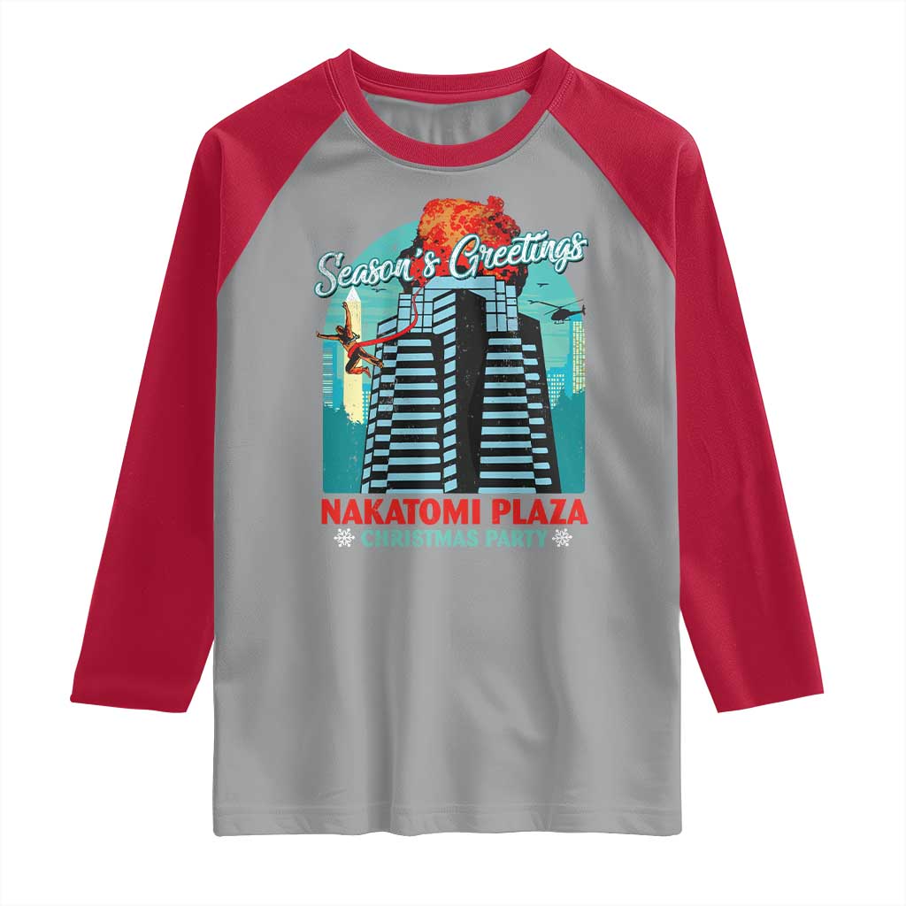 Christmas Nakatomi Plaza Raglan Shirt Season's Greeting Christmas Party Hans Gruber - Wonder Print Shop