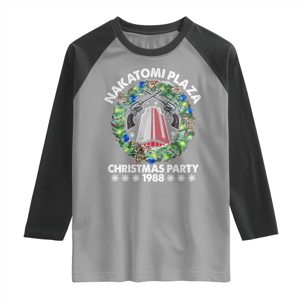 Christmas Nakatomi Plaza Raglan Shirt Christmas Party 1988 Xmas Wreath - Wonder Print Shop