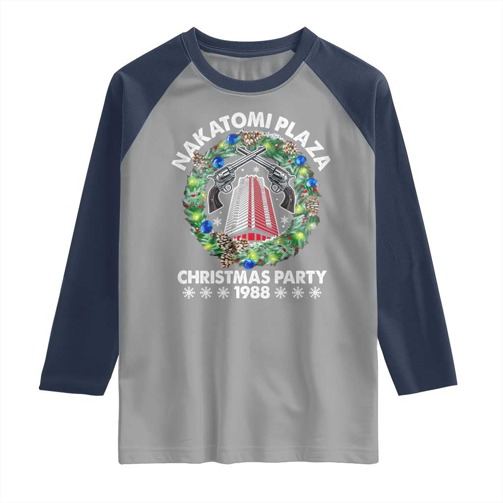 Christmas Nakatomi Plaza Raglan Shirt Christmas Party 1988 Xmas Wreath - Wonder Print Shop