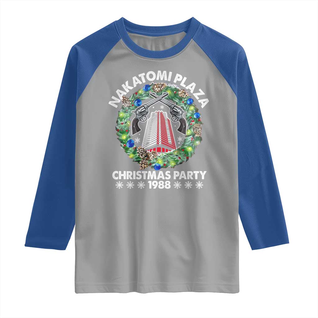 Christmas Nakatomi Plaza Raglan Shirt Christmas Party 1988 Xmas Wreath - Wonder Print Shop