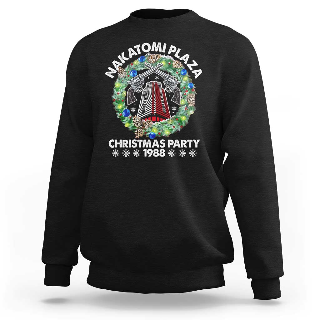 Christmas Nakatomi Plaza Sweatshirt Christmas Party 1988 Xmas Wreath - Wonder Print Shop
