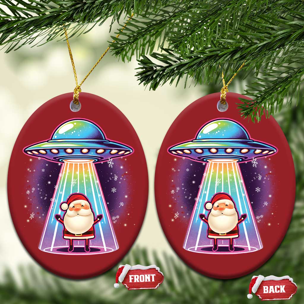 Funny Xmas Santa Alien Neon UFO Christmas Ornament - Wonder Print Shop