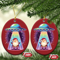Funny Xmas Santa Alien Neon UFO Christmas Ornament - Wonder Print Shop