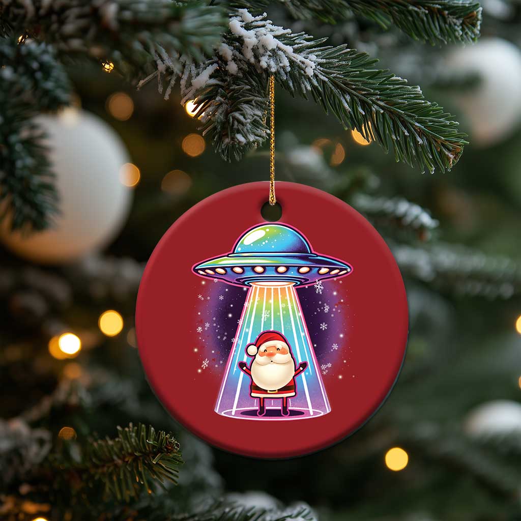 Funny Xmas Santa Alien Neon UFO Christmas Ornament - Wonder Print Shop