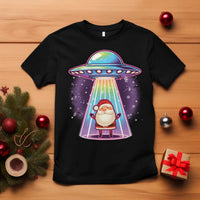 Funny Christmas Santa Alien Neon UFO T Shirt - Wonder Print Shop