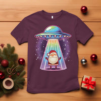 Funny Christmas Santa Alien Neon UFO T Shirt - Wonder Print Shop